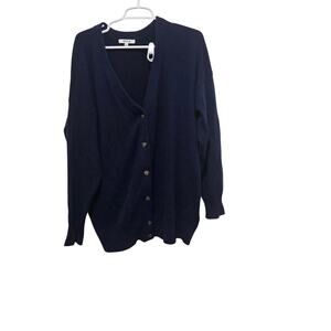 Madewell Relaxed V-Neck Merino Wool Blend Cardigan L Navy